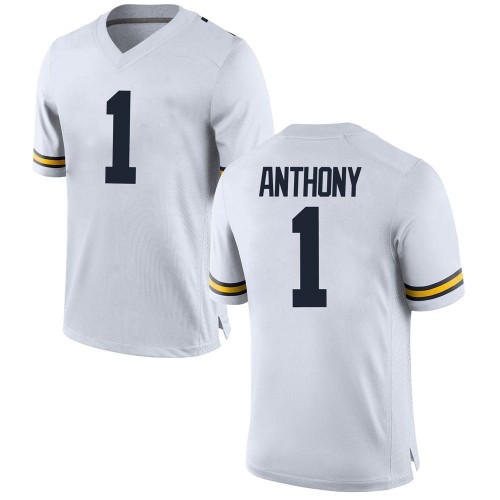 Andrel Anthony Michigan Wolverines Men's NCAA #1 White Game Brand Jordan College Stitched Football Jersey LCN1354QD